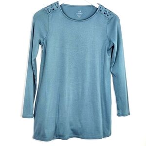J. Jill 100% Pima Cotton Lace-Up Shoulder Tunic Top Petite Size XS